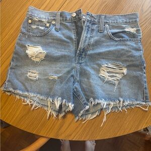 Madewell Distressed Blue Denim Shorts